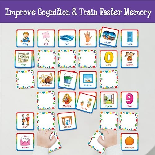 Hebayy Memory Matching Game, 72 PCS Sight Words Matching Cards for Kids, 36 Pairs Memory Cards, Educational Toy for Children to Learn Sight Words 5+ Years Old - Image 2