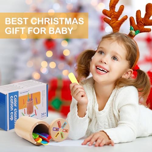 Montessori Toys for Toddler, Fine Motor Skills Toys Wooden Color Sorting Stacking Toy for Boys Girls Educational Gift for Kids Birthday - Image 7