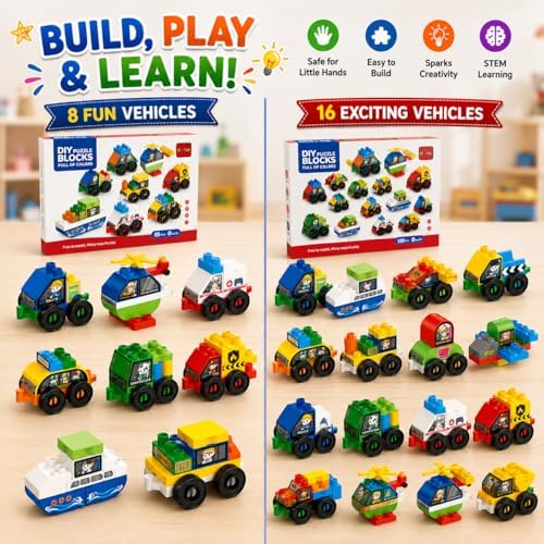 Toddlers Car Building Blocks Set, 138 Pcs STEM Toy for Ages 3-5 - Image 3