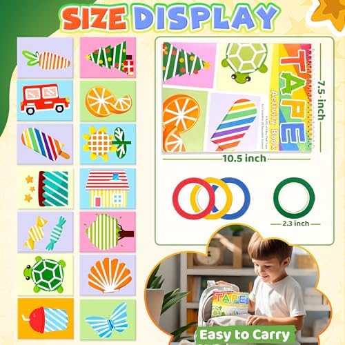 Tape Activity Books for Kids Age 3-5, Airplane Essential Travel Toys Road Trip Activities for Toddlers Preschool Classroom Must Have Supplies Quiet Car Ride Toys Girl Gifts for Kid Boy Toy Family Game - Image 3