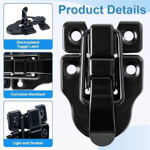 2 Pcs Small Hasp Latches for Wooden Boxes, Toggle Box Buckle Latch Lock Replacement, Duckbilled Chest Latches for Cabinet Storage Road Case Guitar Case Door Latch Hardware - Image 3