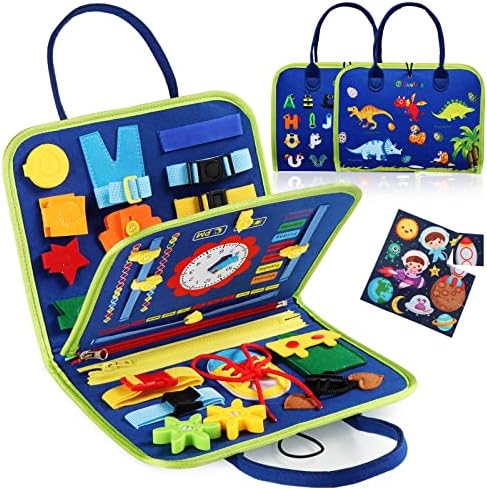 Guolely Busy Board Montessori Toy for 3-6 Year Old Toddlers - Educational Activity Developing Sensory Board for Fine Basic Dress Motor Skills - Travel Toys for Plane Car, Gift for Boys Girls by Guolely