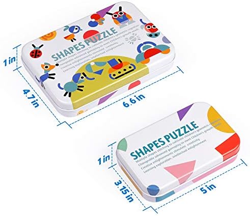 Coogam Wooden Pattern Blocks - Tangram Shape Puzzle Set Color Sorting Stacking Game Wood Animal Jigsaw Preschool Montessori Brain Teaser STEM Gift for 3 4 5 Years Old Toddler Kids (60 Pattern Cards) - Image 6