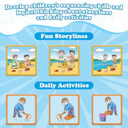 Kasfalci Sequencing Cards,Sequence Board Game for Kids,Speech Therapy Materials Toys for Autism,Story Storytelling,Social Skills,Sentence Building,Preschool Learning Activities,Classroom & Homeschool - Image 2