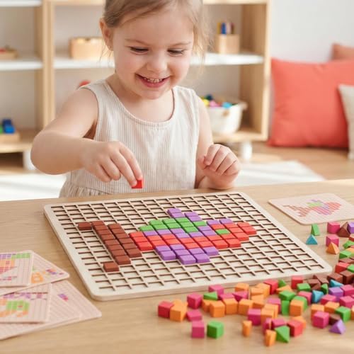 Pattern Blocks for Kids 210 Pieces Geometric Educational Toy with Teaching - Image 3