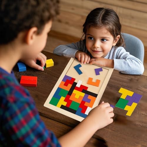 3 Otters Wooden Tangram Puzzle, 2-Pack Russian Blocks Brain Teaser - Image 4