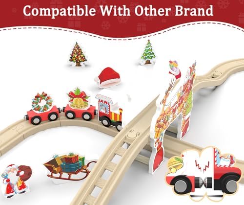Wooden Train Set, Train Track for Toddlers 3-5, Wooden Tracks Kids Girls Boys Toys, 42Pcs Trains Toy Set for 3 4 5 6 Year Old Compatible with Thomas, Brio - Image 4