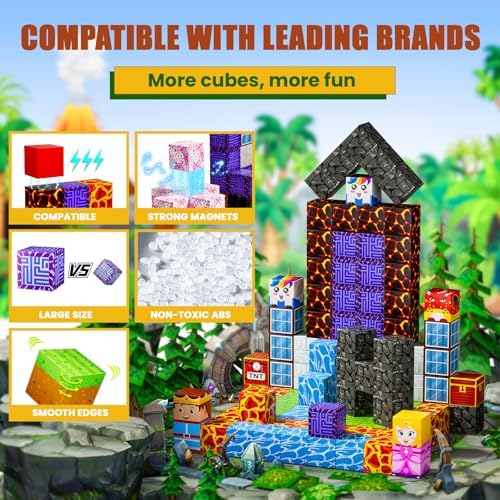 Magnetic Blocks - Build Magnet World Magic Portal Set, Magnetic Tiles Building Blocks Toddler Toys STEM Sensory Outdoor Toys for 3+ Year Old Boys & Girls, Creative Kids Games Kids Toys-120PCS - Image 3