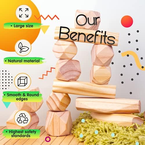 Panda Brothers Wooden Balancing Stones, Montessori Toys for 3 4 5 Year Old - Image 4