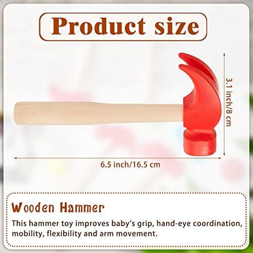 Lewtemi 8 Pcs Wooden Hammer Toys for Kids Simulation Small Tool Gift 6.5" - Image 2