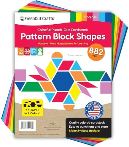 Pattern Block Shapes, Math Manipulatives, 882 Piece by FreshCutCrafts