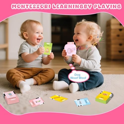 Toddler Talking Flash Cards for 1 2 3 4 5 Year Old Boys and Girls - Language Sensory Learning Device with 224 Sight Words - Montessori,Pocket Speech Therapy,Autism Toys,Christmas Birthday Gift - Pink - Image 3