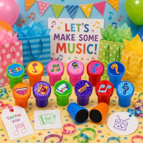 Cinrobiye 24 Pcs Music Stampers for Kids, Pre-Inked Musical Instrument Stampers, Music Party Favors, Birthday Party Supplies, Classroom Rewards, Goody Bag Fillers, Piñata Fillers - Image 6