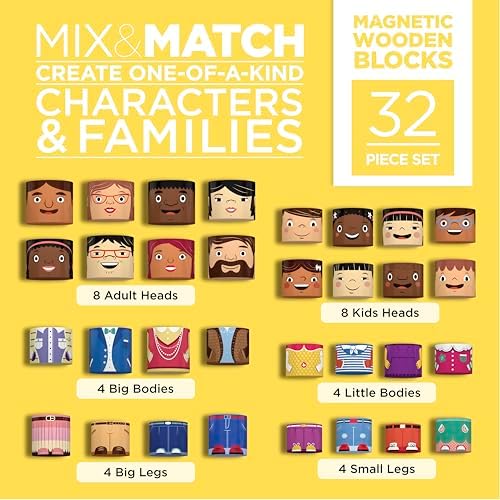 32-Piece Magnetic Wooden Figures, Adults and Kids - Image 4