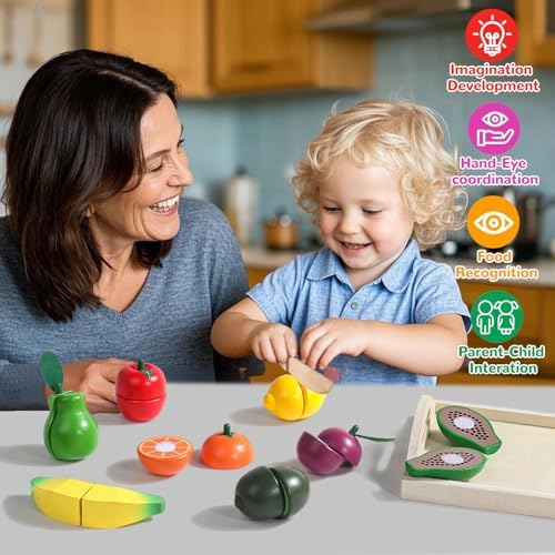 Wooden Play Food for Play Kitchen, Montessori Toys for 2 Year Olds - Image 3