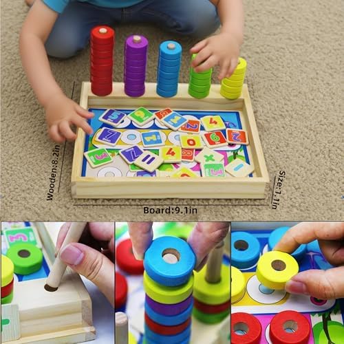 Lydaz Toddler Montessori Math Toys, Wooden Math Manipulatives with Counting Number Blocks, Preschool Kindergarten Learning Activities, Educational Math Toy for Kids 2-5, Christmas Stacking Puzzle Toy - Image 4