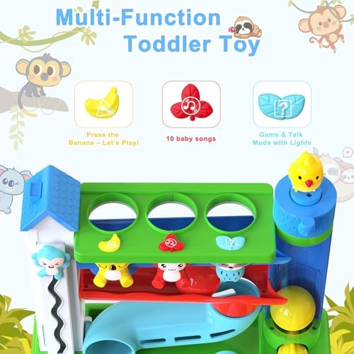 VOILBTOY Musical Toy for 1-2 Year Old Girls,Educational Toys,Ball Drop Toy with English & Spanish,Fine Motor Toys for Kids 1-3,Birthday Gift for 1+ Year Old boy (Blue) - Image 3