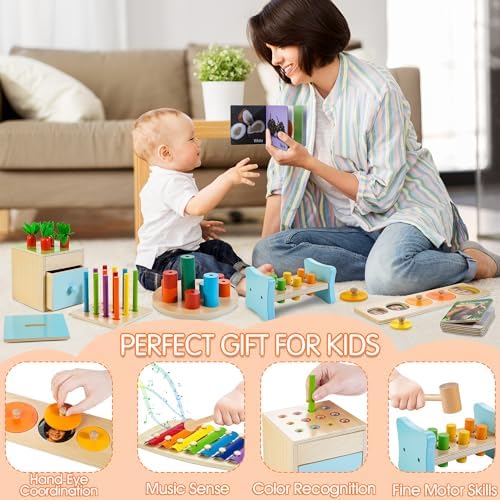 WOODMAM Wooden Montessori Toys for 1+ Year Old, 9 in 1 Educational Play Kit - Image 3
