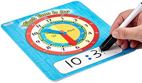 ZazzyKid Time Learning Analog Clock for Kids - Pack of 5 (7 x 8 Inches) with 5 Erasable Markers: Teach Children to Tell The Time - Image 2