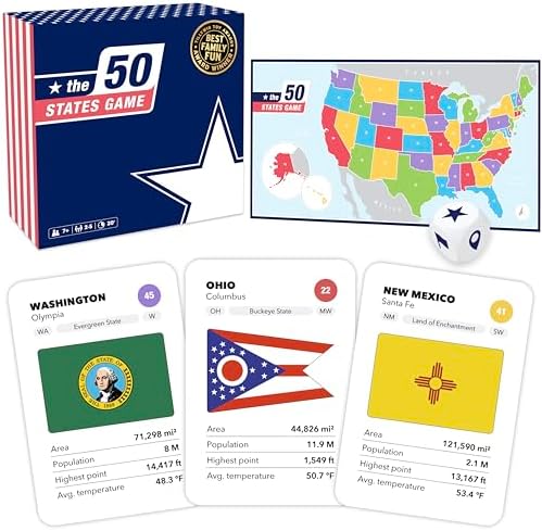 The 50 States Game - US Geography Board Game - Educational Game for Kids & Adults - Fun Learning for Teenage Boys & Girls by TheWorldGame