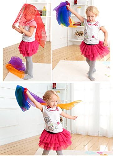 yueton 12pcs Colorful Hemmed Square Rhythm Band Scarves Juggling Dance Scarves - Image 6