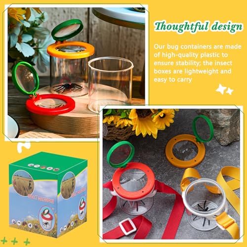 2 Pieces Magnifying Insect Box Bug Viewer with Magnifier Bug Cage Insect Bug Jar Critter Insect Container with Adjustable Straps for Science Nature Exploration Tool Specimen Viewer for Kids - Image 4