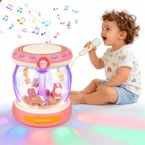 Baby Musical Drum Toy with Carousel and Microphone, 18-36 Months by Unknown