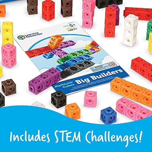 Learning Resources MathLink Cubes Big Builders - Math Manipulatives Kindergarten Games, Pattern Building Blocks, Counting Blocks, STEM Sets, Classroom Counters, Fine Motor Skills, Gifts For Kids - Image 6