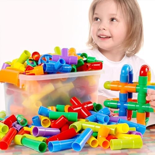 ZOZOPLAY STEM Learning Toy Tubular Pipes & Spouts & Joints 96 Piece Build Bicycle, Tank, Scootie, Moter Skills Endless Designs Educational Building Blocks Set for Kid Ages 3+ Multicolor - Image 3