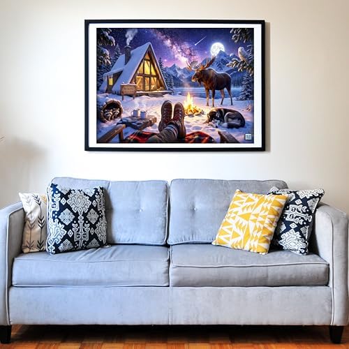 Think2Master Cozy Camp Fire 500 Pieces Large Format Jigsaw Puzzle: 13+, Teens, Adults & Families. Funny, Whimsical, Magical Serene Winter Landscape with Campfire. Great Gift. Size: 26.8” X 18.9” - Image 3