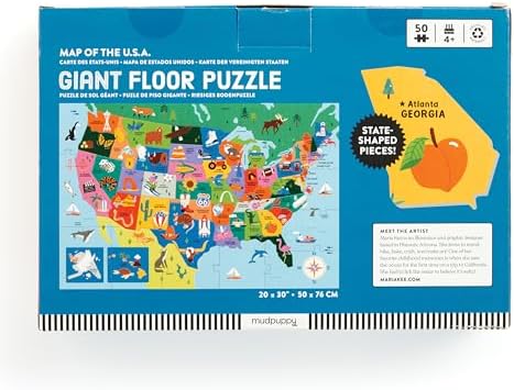 Mudpuppy - Map of the U.S.A. 50 Piece Giant Floor Puzzle for Kids - Image 3