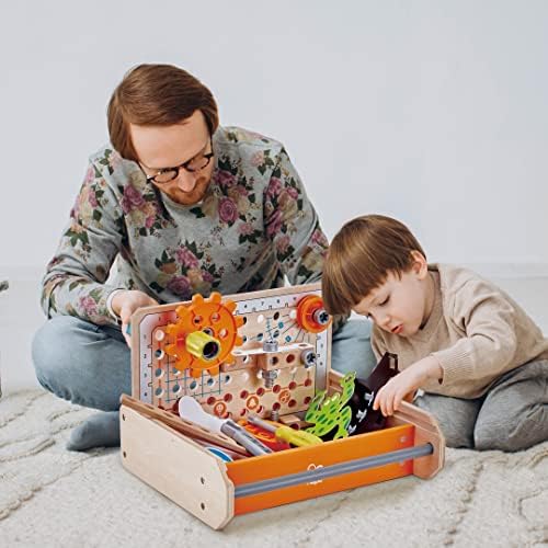 Hape Science Experiment Toolbox | Colorful Wooden 32 Experiment Kit, Fun Educational Science Kids Toy Set & Know-How Instruction App - Image 3