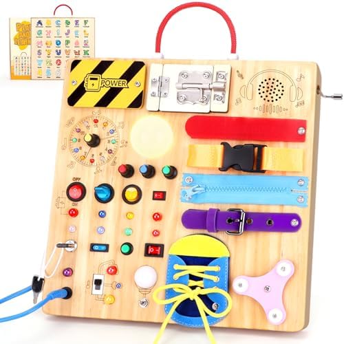 Grarain Busy Board for Toddlers - Montessori Educational Toy for 1-3 Year Old Boys & Girls | Travel-Friendly Sensory Learning Activity | Ideal for Kids with Autism(Busy Board v3) by Grarain