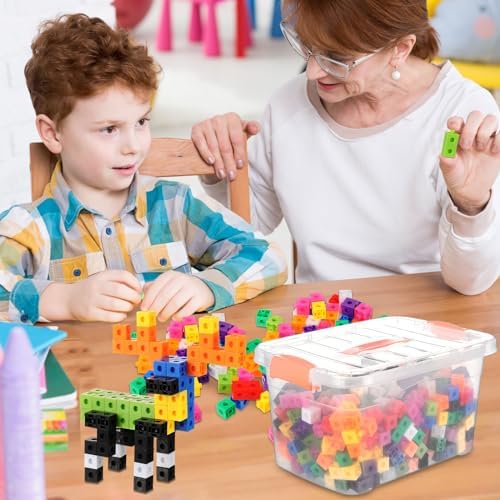 Jenaai 300 Pcs Linking Cubes with Storage Box, Colorful 2cm Math Counting Blocks, Stem Classroom Manipulatives, Back to School Gifts for Preschool Homeschool Teacher Kids(Orange) - Image 5