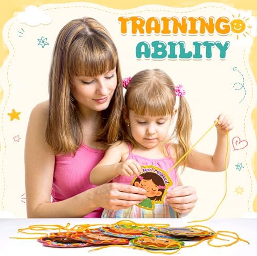 Funrous 10 Pieces Recognition Lacing Cards for Over Age of 6 Kids, Emotion - Image 5
