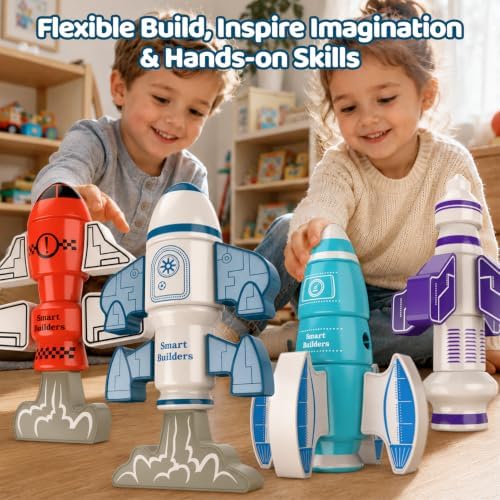 Magnetic Robot Building Toy, STEM Magnet Rocket Toys Set for Kids Age 3-5 - Image 5