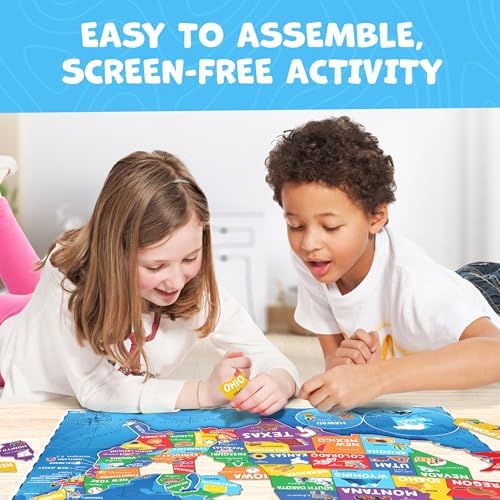 United States Puzzles for Kids Ages 4-6, 6-8 - Educational Toys for Boys & Girls - 70Pcs USA Map Kids Puzzles with 50 States & Capitals - Floor Jigsaw Kids Puzzle - Learning Activities Gifts - Image 6