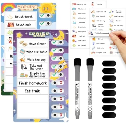 Chore Chart for Kids: Dry Erase to Do List, Morning/Bedtime Routine Chart, Magnetic Checklist, Toddler Visual Schedule, Daily Behavior Chart for Fridge by Tsytyst