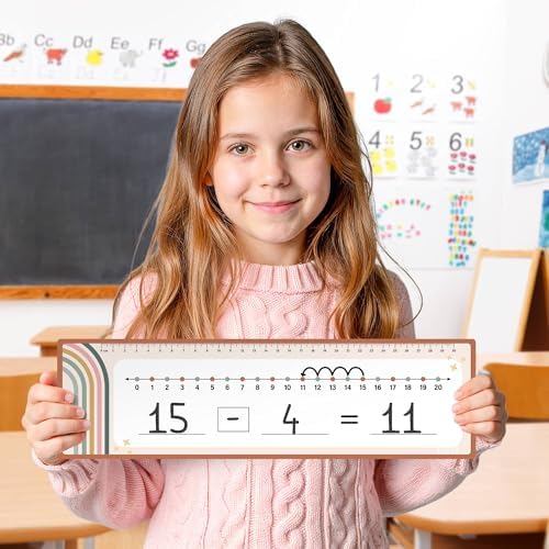 Number Line Dry Erase Boards Cards, 26 Pack 4x14 Rainbow Boho - Image 3
