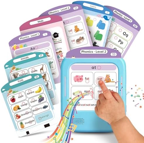 QuTZ Talking Flash Cards, Phonics Flash Cards, Learn to Read with 166 Pages, 29+ Themes, 800+ Words & Fun Facts, 700+ Interactive Games, Toddler Learning Toys for 3-6 Year Old by Qutz-AFunLand