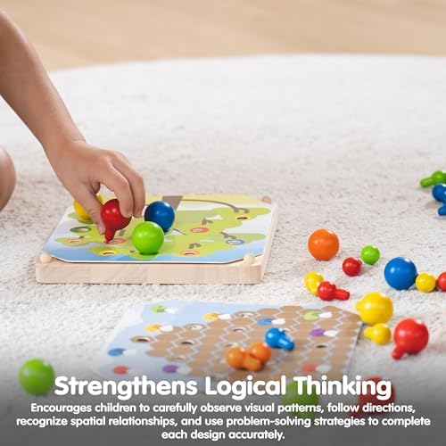 PlanToys® Creative Peg Board Wooden Toy for Kids Ages 3+ Montessori Set - Image 6