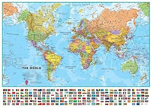 Giant World MegaMap, Large Wall Map (World Map with Flags - 23 x 33cm) by MapsInternational