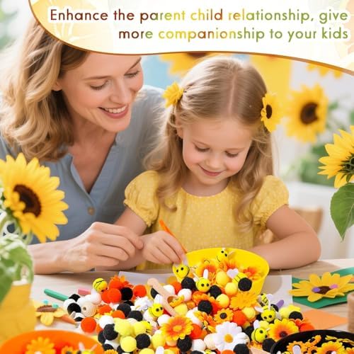 172 Pcs Sunflower Sensory Bin Filler Spring Summer Bee Honeycomb Counting Sorting Sensory Bin Items Fine Motor Sunflower Counts for Easter Day Spring Summer Sorting Counting Decor - Image 5
