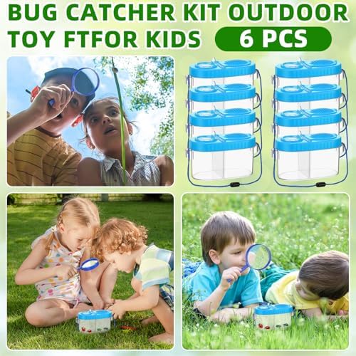 6 Pack Bug Catcher Kit for Kids Bulk Insect Habitat Viewer with Magnifying Glass Vents Portable Bug Collection Cage with Lanyard Nature Outdoor Explorer Set for Boys Girls Birthday Gift(Blue) - Image 5