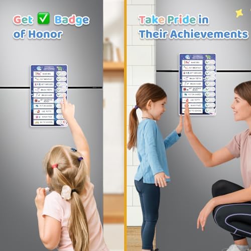 3 in 1 Bedtime/Morning/Weekly Routine Chart for Kids, Magnetic Chore Chart for Toddlers, Visual Schedule for Kids Toddlers Schedule Board for Home - Image 3