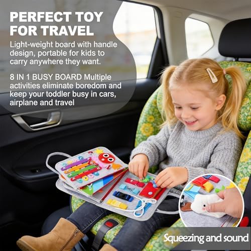 Montessori Busy Board for Toddlers – Sensory Busy Book with Buckles, Zippers, Letters, Animals, Toddler Activities – Fine Motor Skills Development Learning for Boys Girls Travel Activity - Image 6