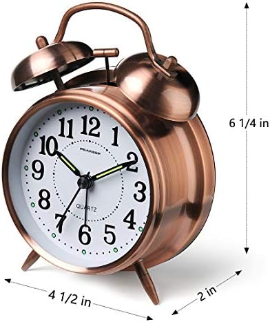 Peakeep Retro 4.5 inches Battery Operated Twin Bell Loud Alarm Clock - Image 3
