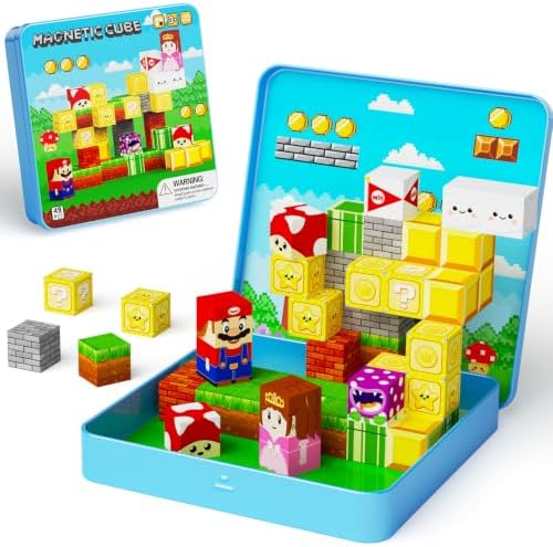 Travel Magnetic Blocks Kids Toys: 49 PCS Mini Magnets Cubes with Iron Box by hunloot