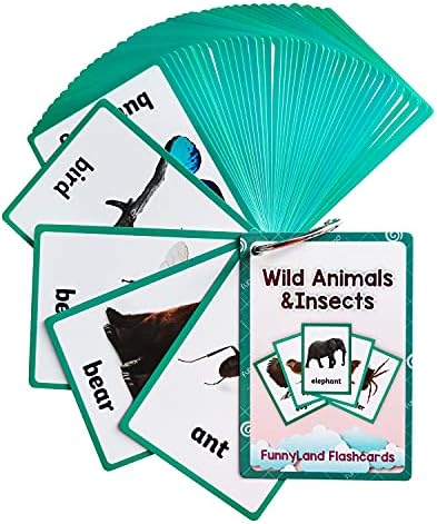 Lilias Wild Animals & Insects Flash Cards, Toddler Learning Toys, Preschool Learning Toys, Homeschool Supplies, Learning Supplies for Kindergarten, 4.3 X 3.14 Inch, 48 Cards in Set by Unknown
