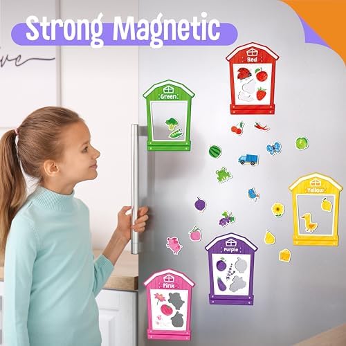12 Pieces Magnetic Color Sorting Toys, 60 Color Magnets Educational Refrigerator Whiteboard for Baby Toddlers Kids Magnets - Image 6